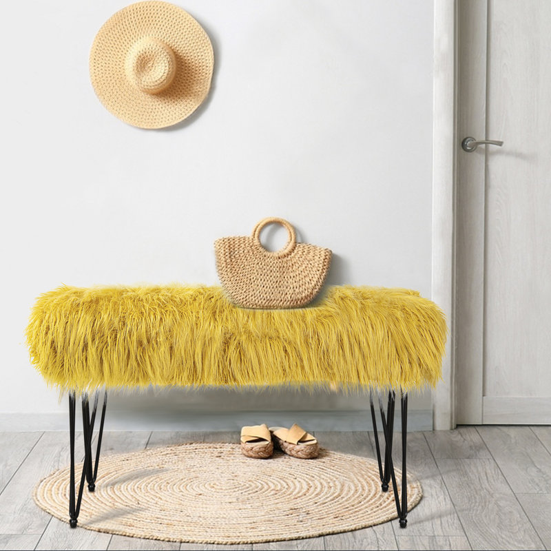 Keilia Upholstered Ottoman, Lemon Curry