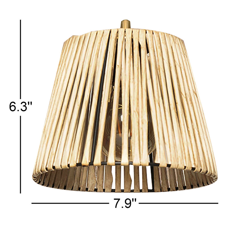 Lustre bohémien élégant, couleur naturelle, 7,9 po de diamètre x 29,5 po de hauteur | Corps en plastique durable, douille E27, 40 W maximum | Design scandinave rustique, parfait pour le salon, la salle à manger et le vestibule