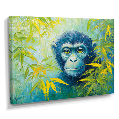 «Playful Monkey Primer In The Jungle I», art mural singe