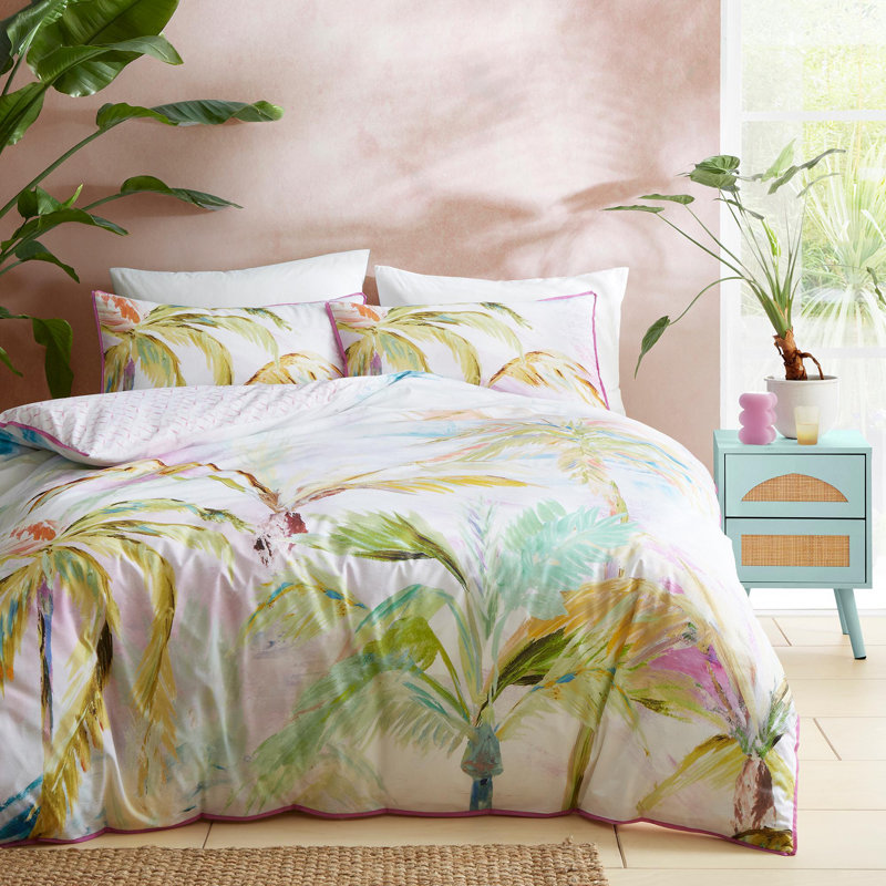 Leilani Cotton Floral Duvet Cover Set with Pillowcases Included, Super King Duvet Cover Set + 2 Pillowcases