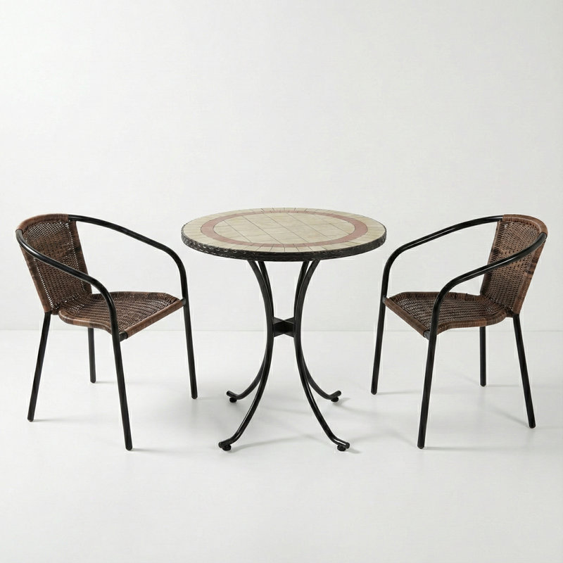 Henley 2 - Person Patio Dining Set with Round Table, 73 cm H x 71cm W x 71cm L