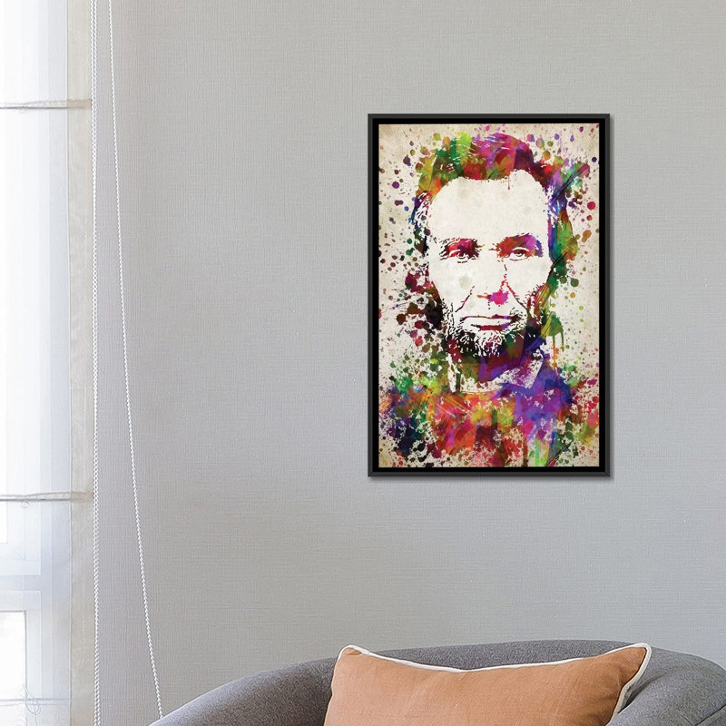 « abraham lincoln », impression sur toile, H 26 po x l 18 po x P 1,5 po, Toile avec cadre noir, Pas de tapis