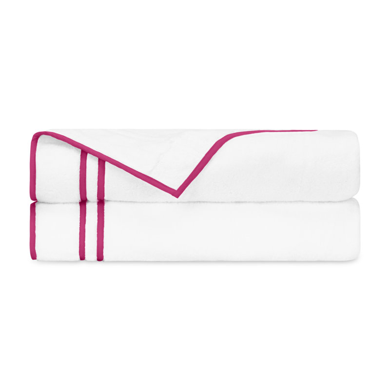 Ribbons 2-pc Bath Towel Set, White/Brilliance Pink