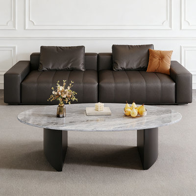 Table basse ovale moderne avec base en métal Home