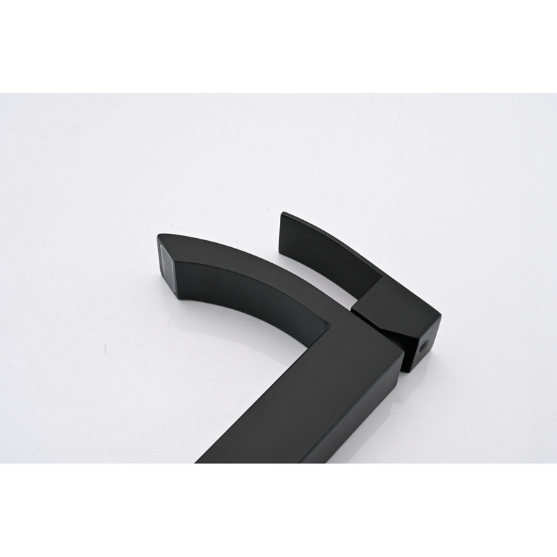 Single Handle Waterfall Bathroom Vanity Sink Faucet, Matte Black