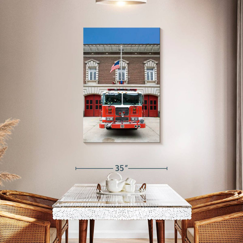 Mehar Parked Fire Truck, 45" H x 30" W