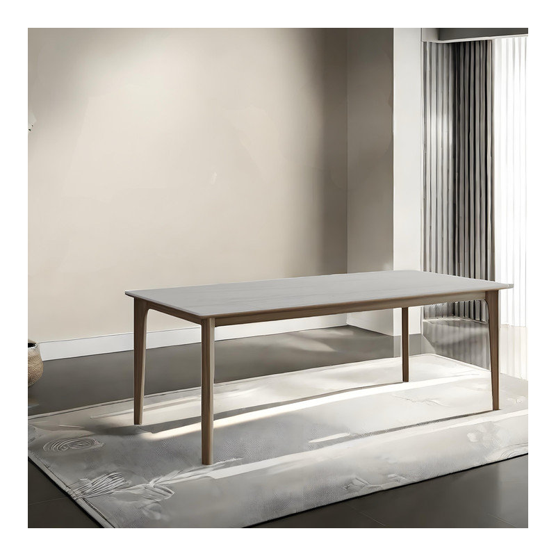 Table en bois massif Deliphon, H 29,52 po x L 70,86 po x l 31,49 po, Gris clair