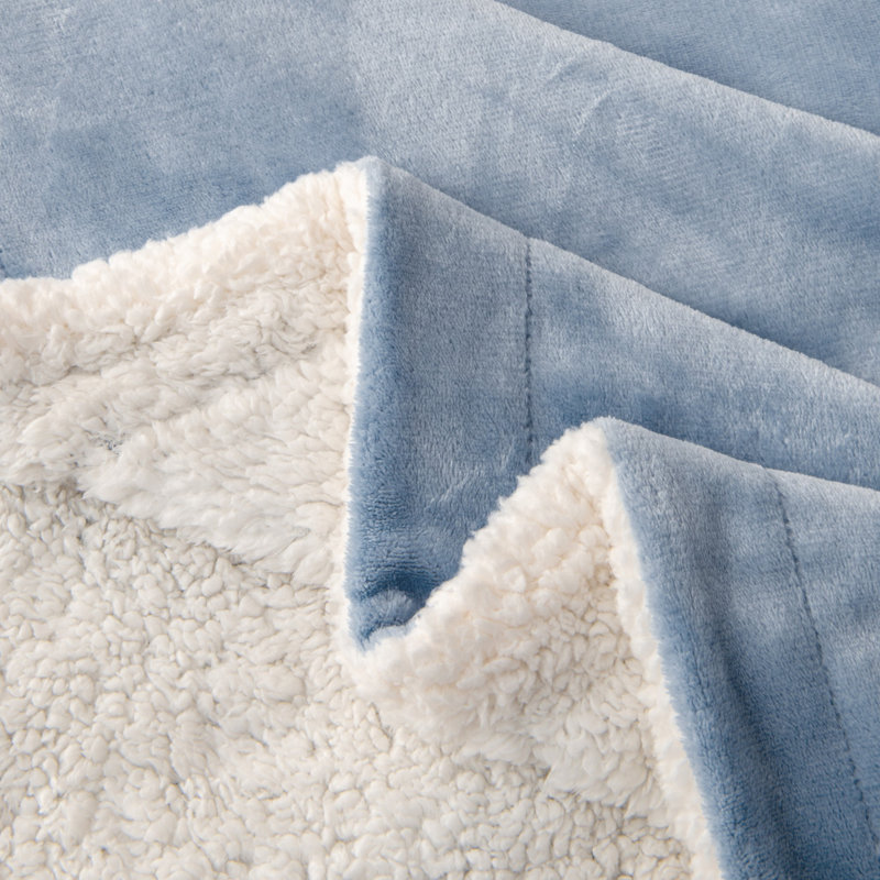 Couverture sherpa ultra douce et moelleuse, Grand, Bleu poudre