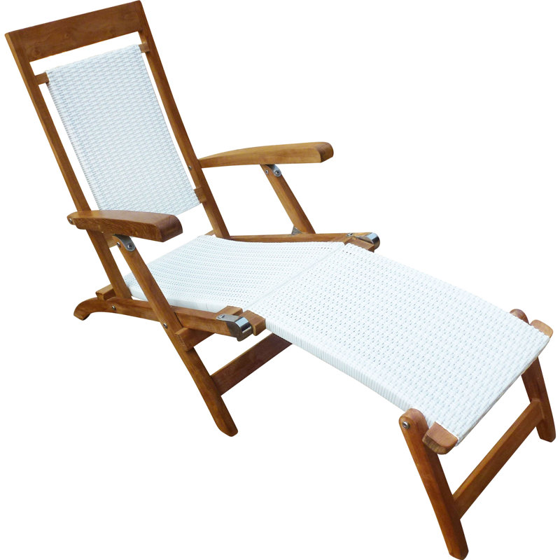 Jovie Outdoor Teak Wood Chaise Lounge, White