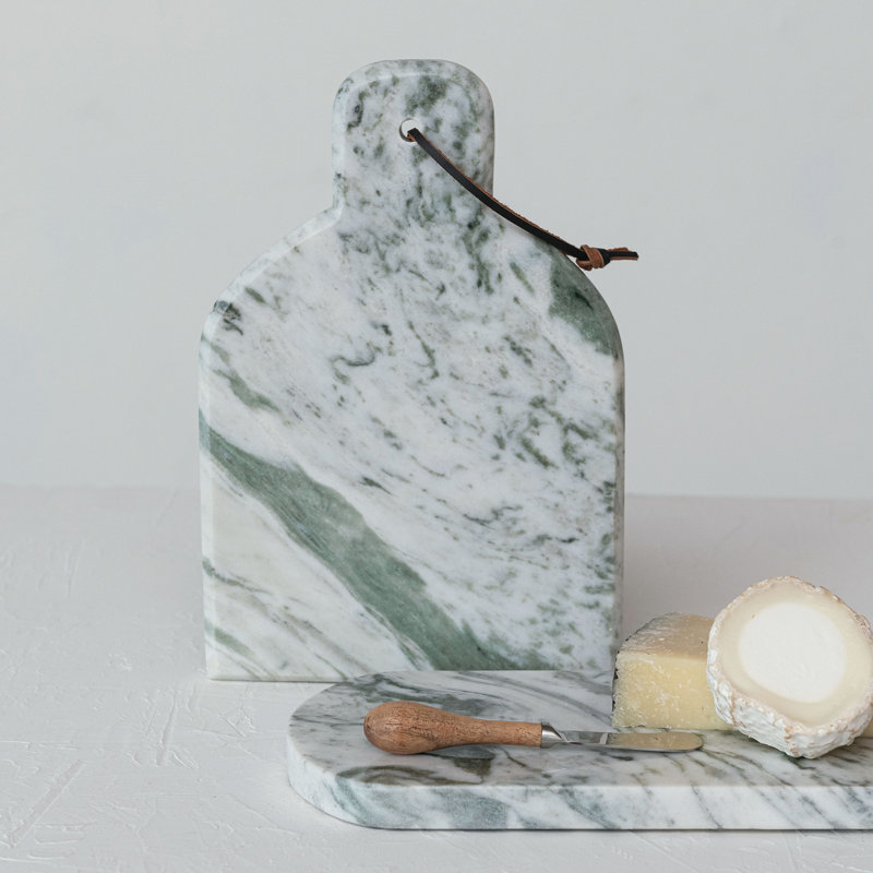 Marble And Wood Cutting Board With Knife