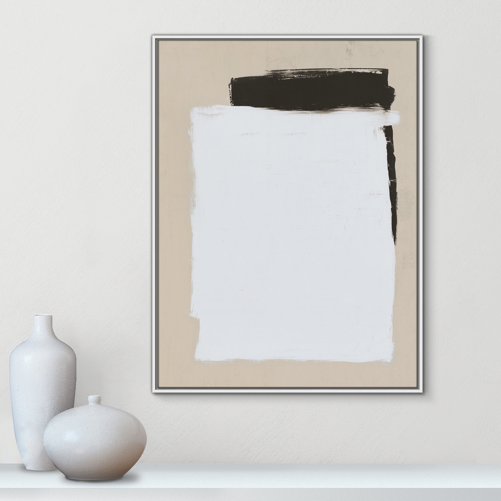 Two Mirrors, 41.5" H x 31.5" W, Framed Canvas, White