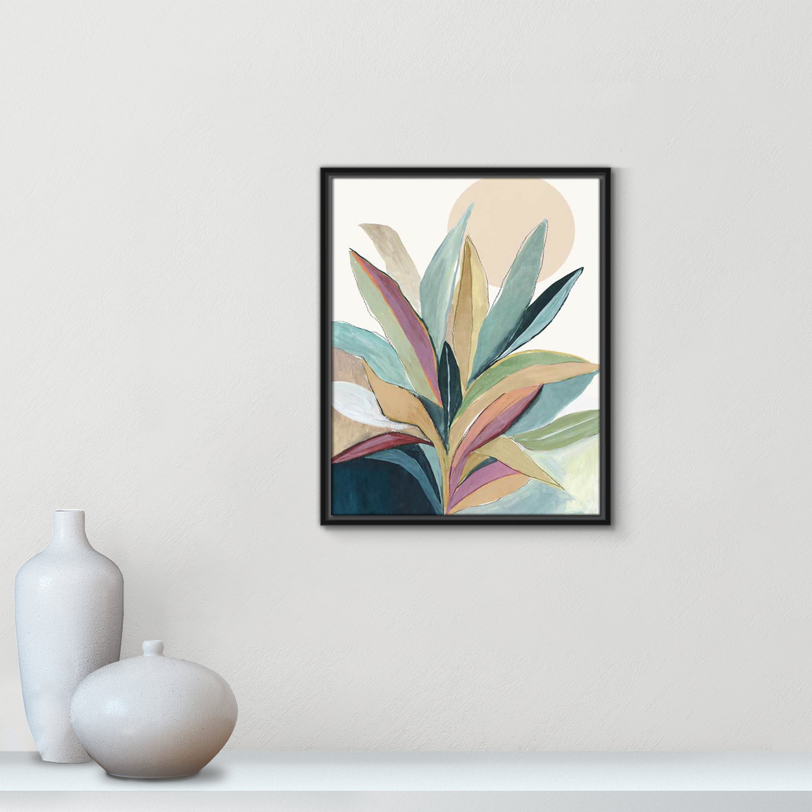 Sherbrooke Sunny Bright Leaves I by Asia Jensen Print, No Mat, 21.5" H x 17.5" W x 2" D, Black Floater Framed