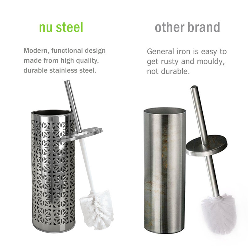 Porte-brosse de toilette en acier avec couvercle Nu Steel, Chrome