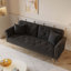 Un canapé-lit de 69,7 pouces de long recouvert de tissu de velours, doté d'une garniture cloutée et d'un coussin décoratif assorti-1768878838