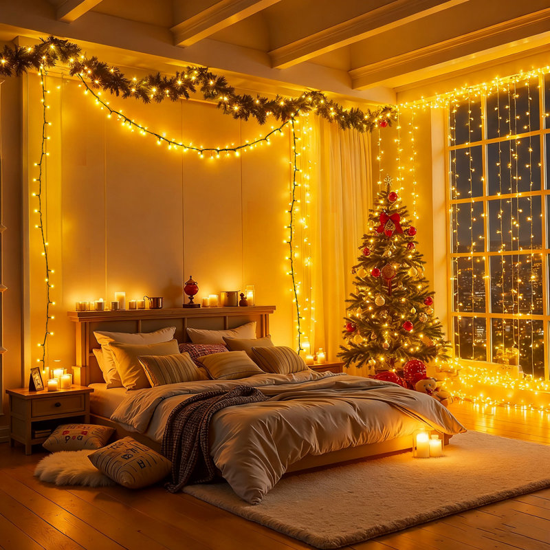 10ft Cluster Twinkle Patio String Lights Outdoor Waterproof, 200 LEDs, Plug in, Soft Warm, 3m