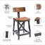 Tabouret de comptoir avec dossier