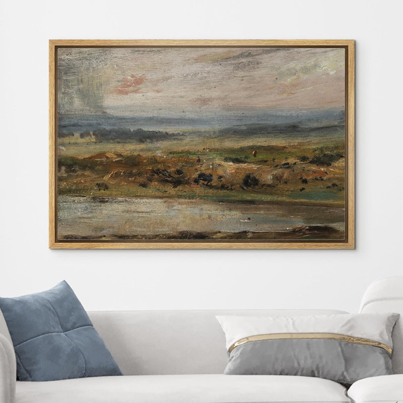 «Rustic Countryside Village River Nature Landscape Farmhouse Décor», impression sur toile grand cadre, Cadre naturel flottant