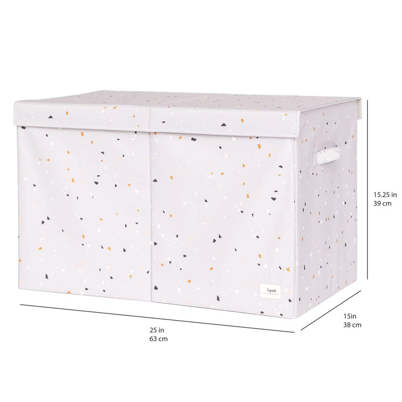 3 Sprouts - Recycled Fabric Storage Chest with Lid - Terrazzo, Light Gray