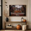 Maison victorienne aux fenêtres illuminées en automne - Tableau sur toile pour l'Halloween-1875375740