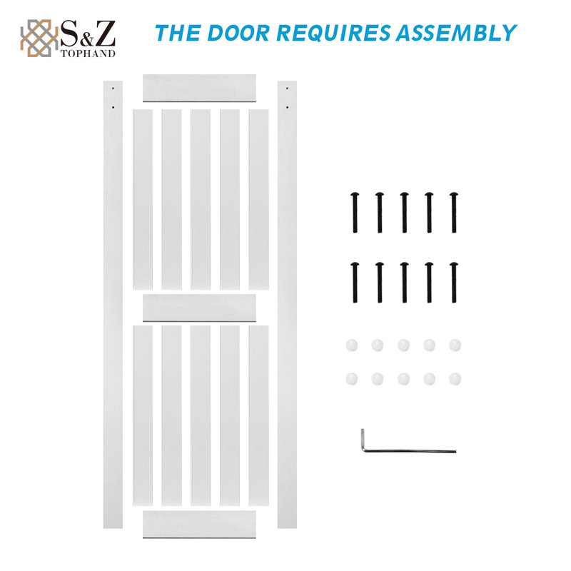 MDF Barn Door, Solid Barn Door Slab Covered with Water-Proof PVC Surface, Simple assembly, Door Only, 36" x 80", White