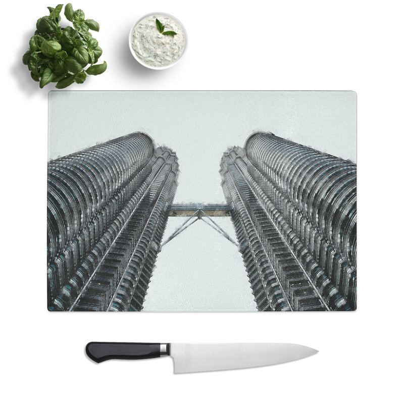 Tempered Glass Petronas Twin Towers Chopping Board, 20 cm x 28.5 cm