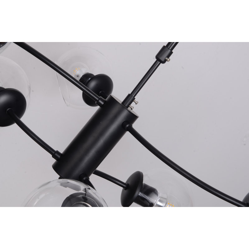 Lustree linéaire 6 lumières spoutnik modern Preesall, Noir, Transparent