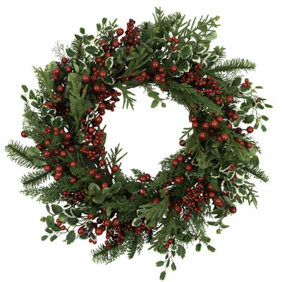 Mixed Pine Cedar And Berries Artificial Christmas Wreath - 30" - Unlit