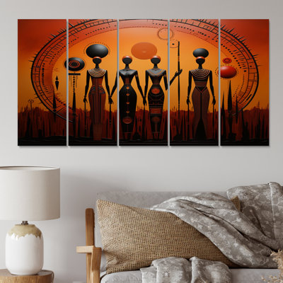 «African Tribal Rhythms I» sur toile, reproduction de 5 pièces
