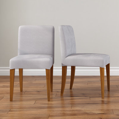 Chesnee Dining Chair with Short Slipcover, Concrete (2 Pack)