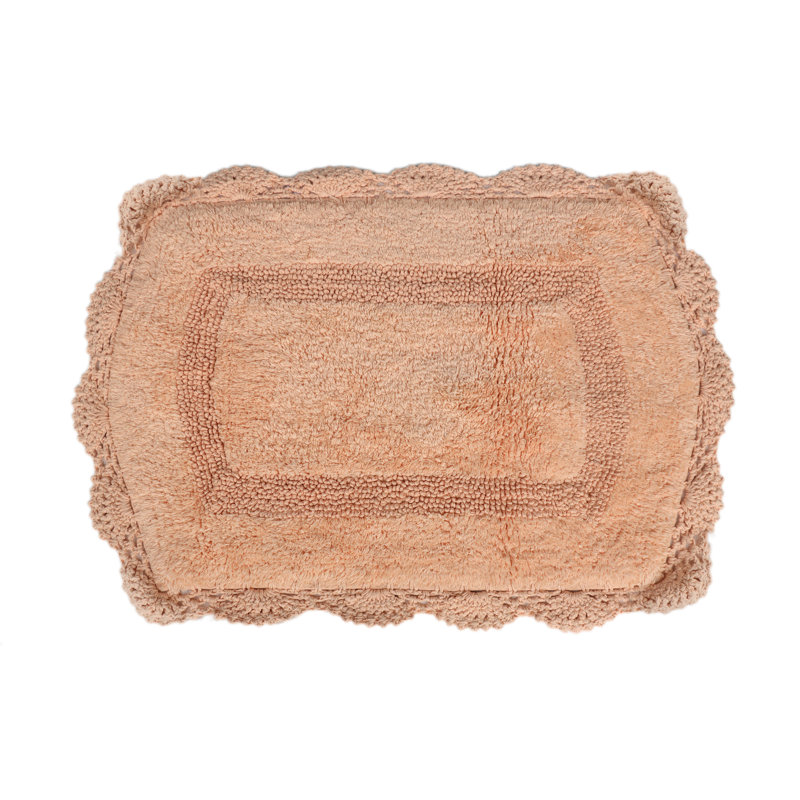 Tapis pour salle de bain 100% coton avec envers antidérapant Mynard, Pêche