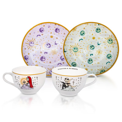 Tasses à thé et soucoupes Disney Nightmare Avant Noël Jack & Sally | Ensemble de 2