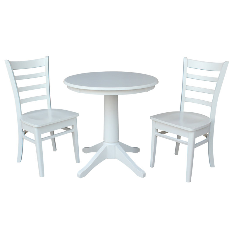 Delmontez 2 - Person Solid Wood Top Pedestal Dining Set, White