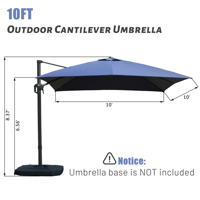 Parasol en porte-à-faux Shellise, 10 pi x 10 pi, Gris