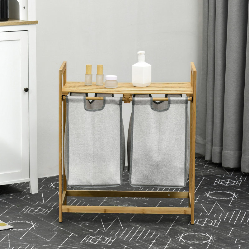 Le trieur de linge à 2 sections avec 2 x 10,7 gallons empêche les odeurs de s'ajuster à la structure du panier à linge double, chaque gallon améliore l'expérience dans la chambre à coucher