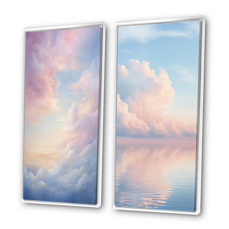 «Pink Sky Photo Celestial Reflections», 2 pièces, Cadre blanc, H 24 po x l 20 po