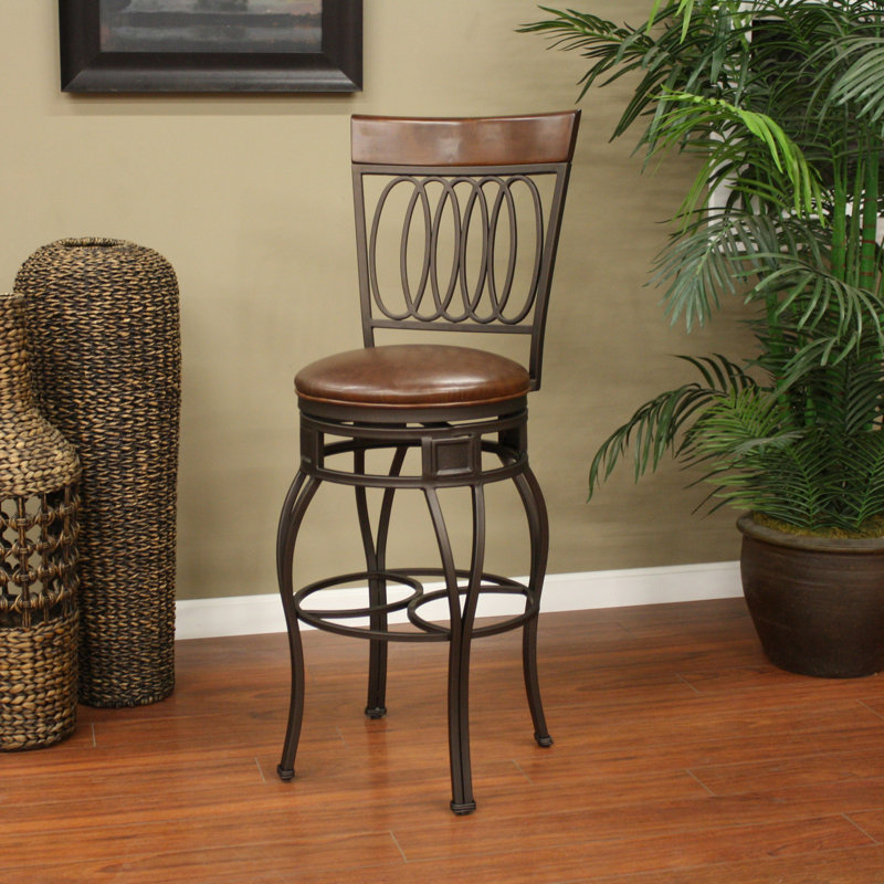 Tabouret Capri en poivre et cuir bourbon, 26"