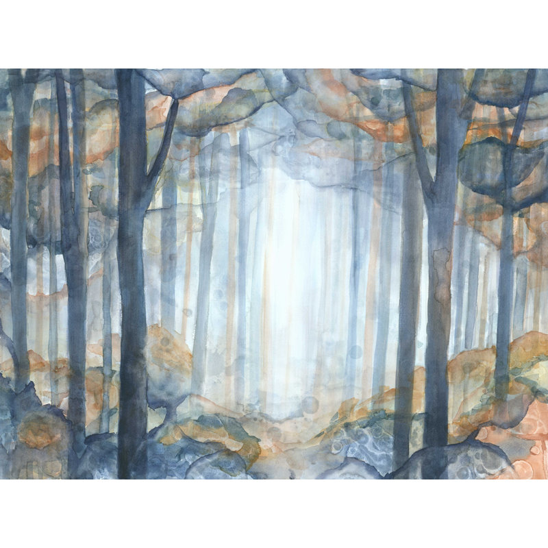 «Blue and Orange Watercolor Trees», reproduction sur toile tendue, L 40 po x H 30 po