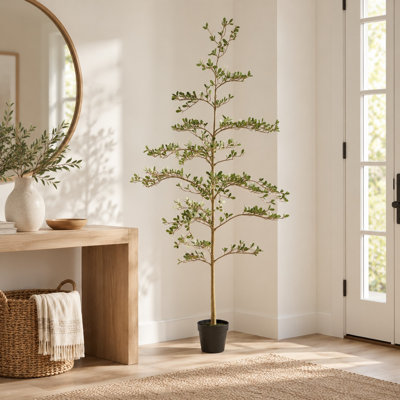 Olivier artificiel en pot, plante décorative réaliste pour l'intérieur et l'extérieur couvert