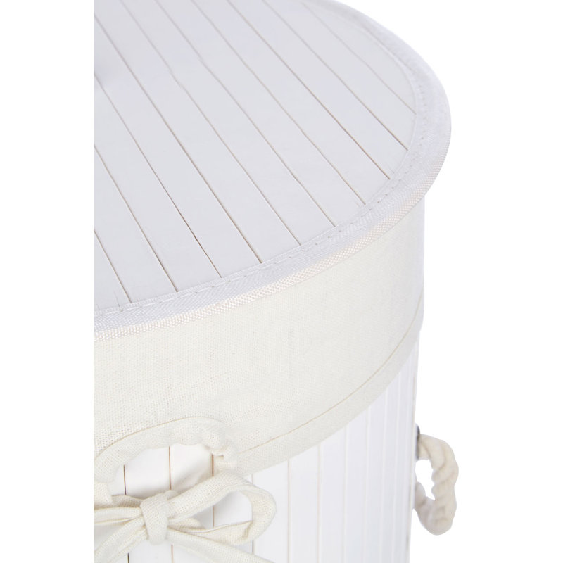 Audubon Wood Laundry Hamper with Handles, White