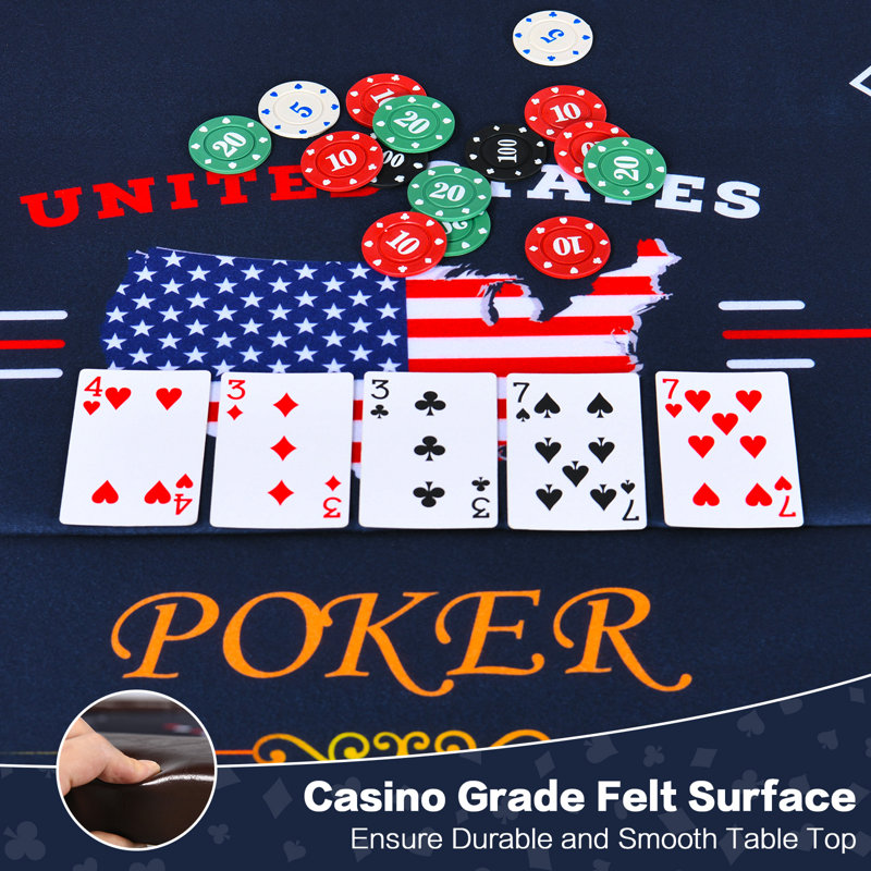 RayChee 51.6'' 8 - Player Pine Foldable Poker Table, Brown