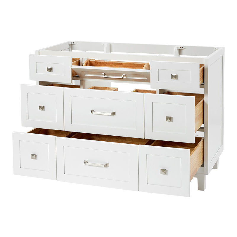 Base de meuble-lavabo simple en bois massif 48 po ARIEL Monreau, Blanc
