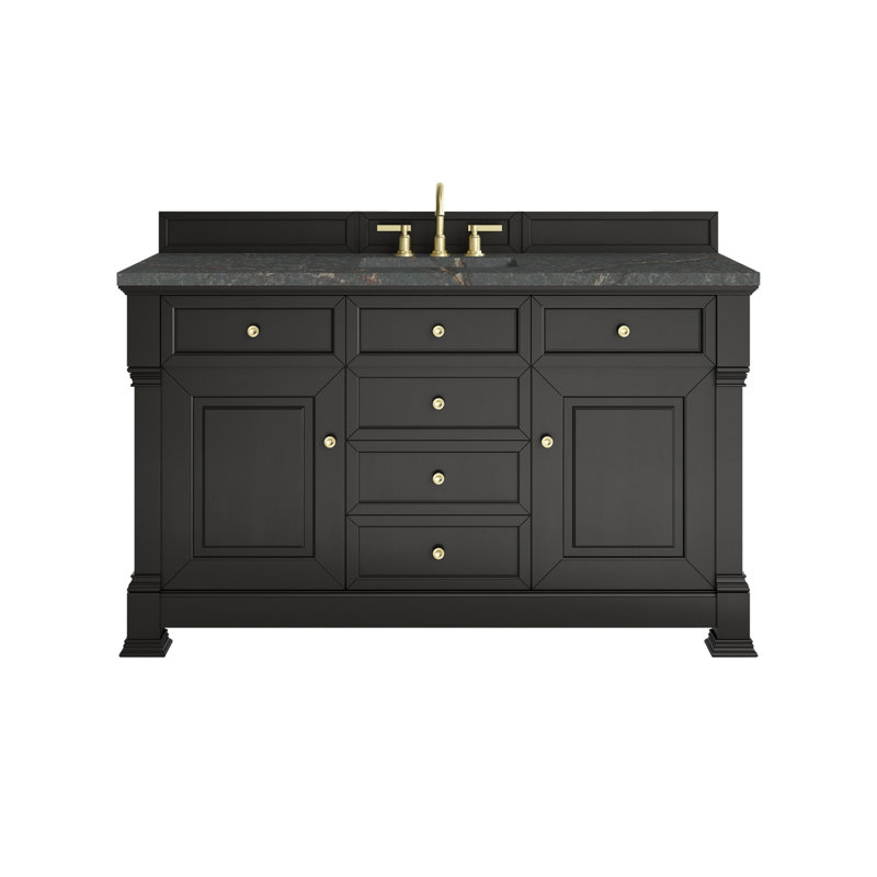 Brookfield Single Vanity, Widespread, Parisien Bleu, Black Onyx
