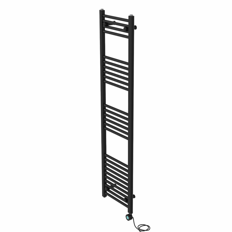 Fabiola Straight Towel Rail Heated Towel Rails, 160cm H x 40cm W x 3cm D, Black