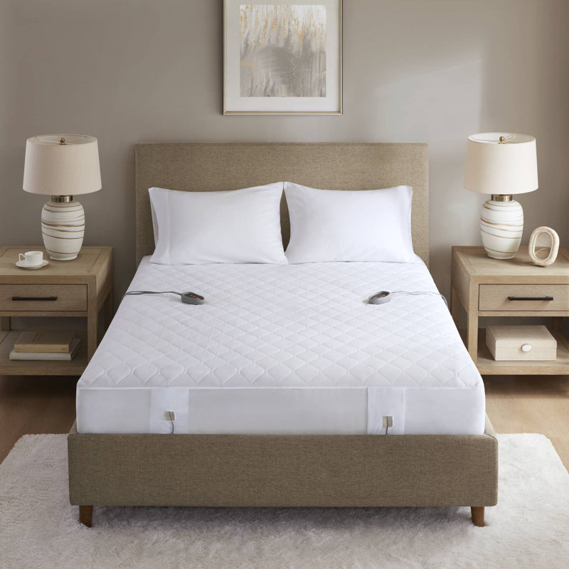 Protège-matelas très grand chauffant en mélange de coton de 18 po avec 5 réglages de chaleur, Très grand