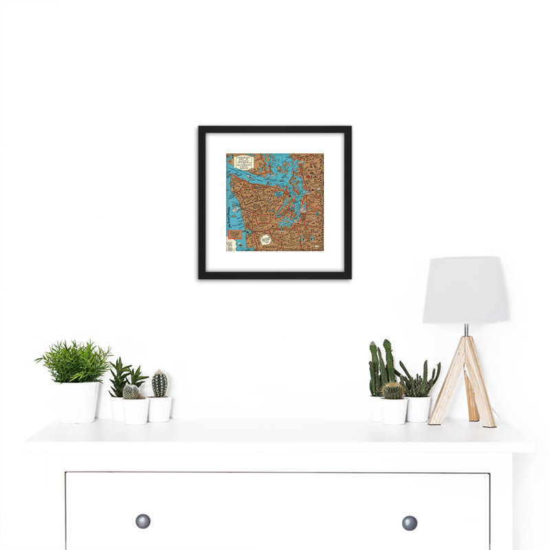 Map Lindgren 1934 Hysterical Olympic Peninsula Washington USA - Single Picture Frame Painting