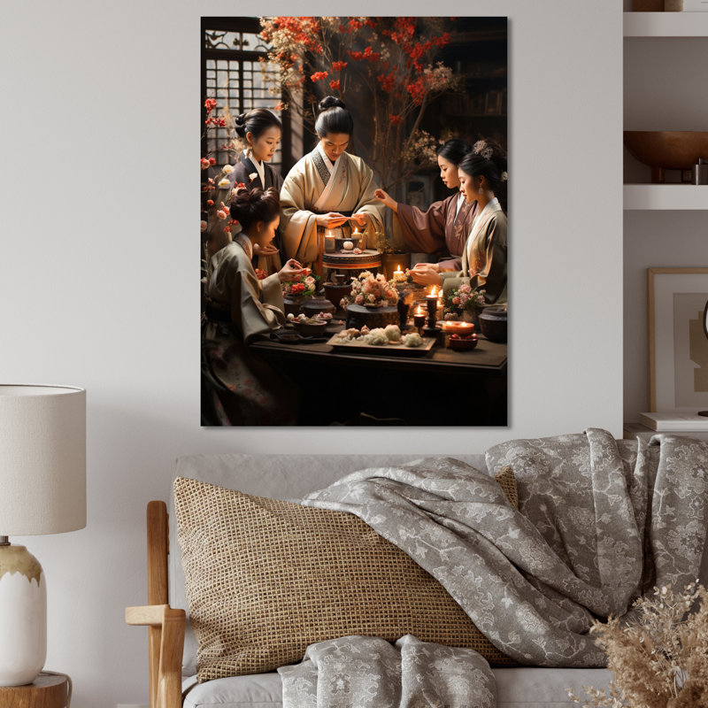 Asian Art Harmony In Tea IV - Art mural asiatique en métal, H 32 po x l 16 po x P 1 po