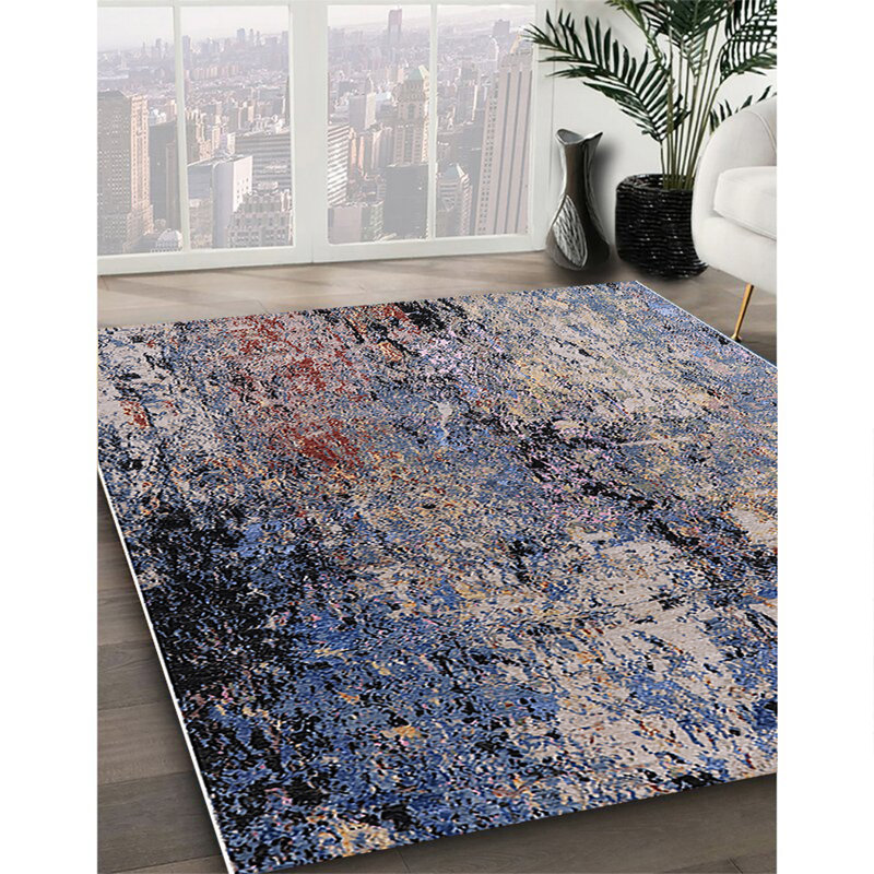 Tapis marocain tissé à la machine, Rond 8 pi