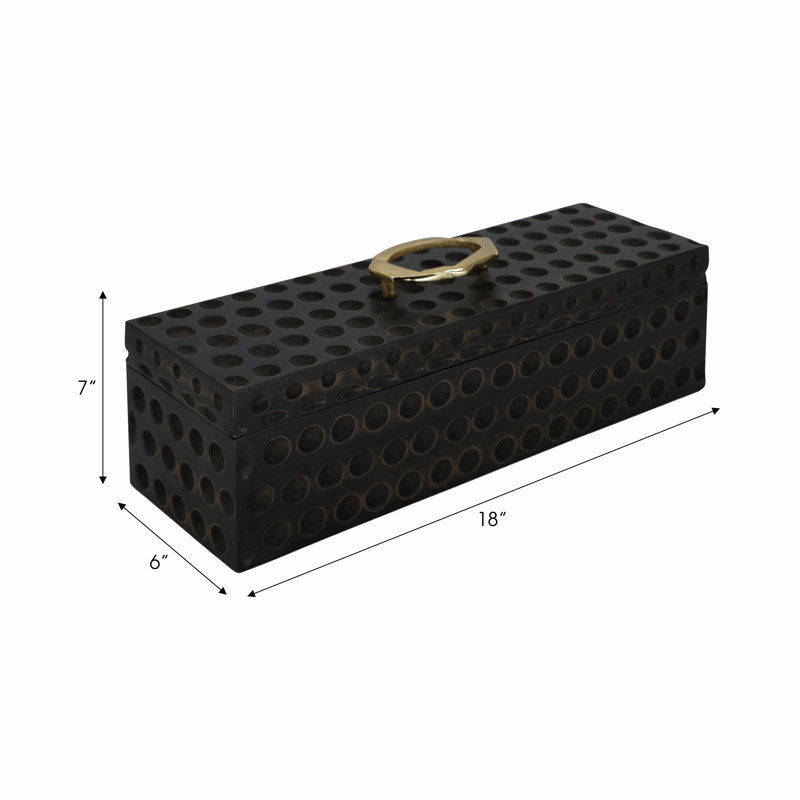 18" Griffon White Wood Box, Black