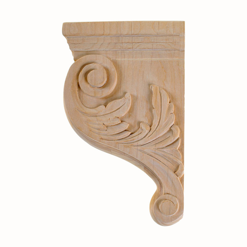 Hand Carved Unfinished Alder Wood Acanthus Leaf Corbel