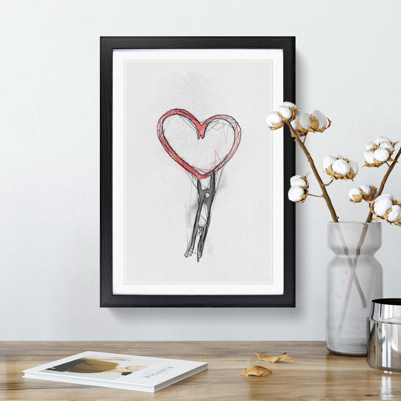 Holding on to Love in Abstract - Picture Frame Graphic Art Print, 36cm H x 27cm W x 2cm D, Black Framed